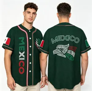 Full-Print Mexico Baseball Jersey, Classic Aztec Calendar Mexican Ethnic Totem Design, Stylish Sportswear, Must-Have for Game Day and Sports Fans