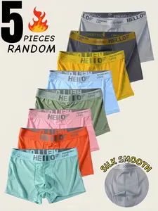 5-Pack Men's Brief Underwear - Made of elastic polyester and elastane, featuring an elastic waistband and breathable fabric. Solid-colored style suitable for boxing, gym wear, and casual occasions. Simple design with a smooth touch, a great gift for him
