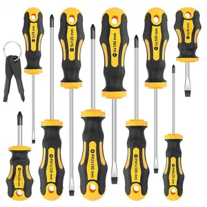 12-Piece Magnetic Screwdriver Set with 5 Phillips & 5 Slotted Professional Cushion Grip Screwdrivers and 2 Nut Drivers