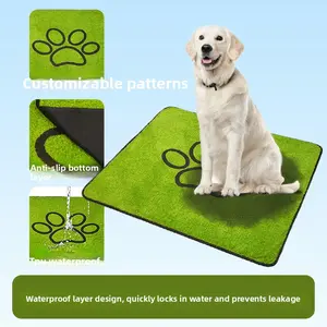 Washable Polyester Pet Artificial Grass Mat - Breathable Grass Texture, Absorbs Quickly, Waterproof Base, Leak-Proofing, Non-Slip Dog & Cat Urine Pad