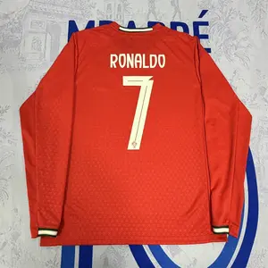 2025 Portugal Home Red 7# Cristiano Ronaldo Long Sleeve Soccer Jersey Fans Version Breathable