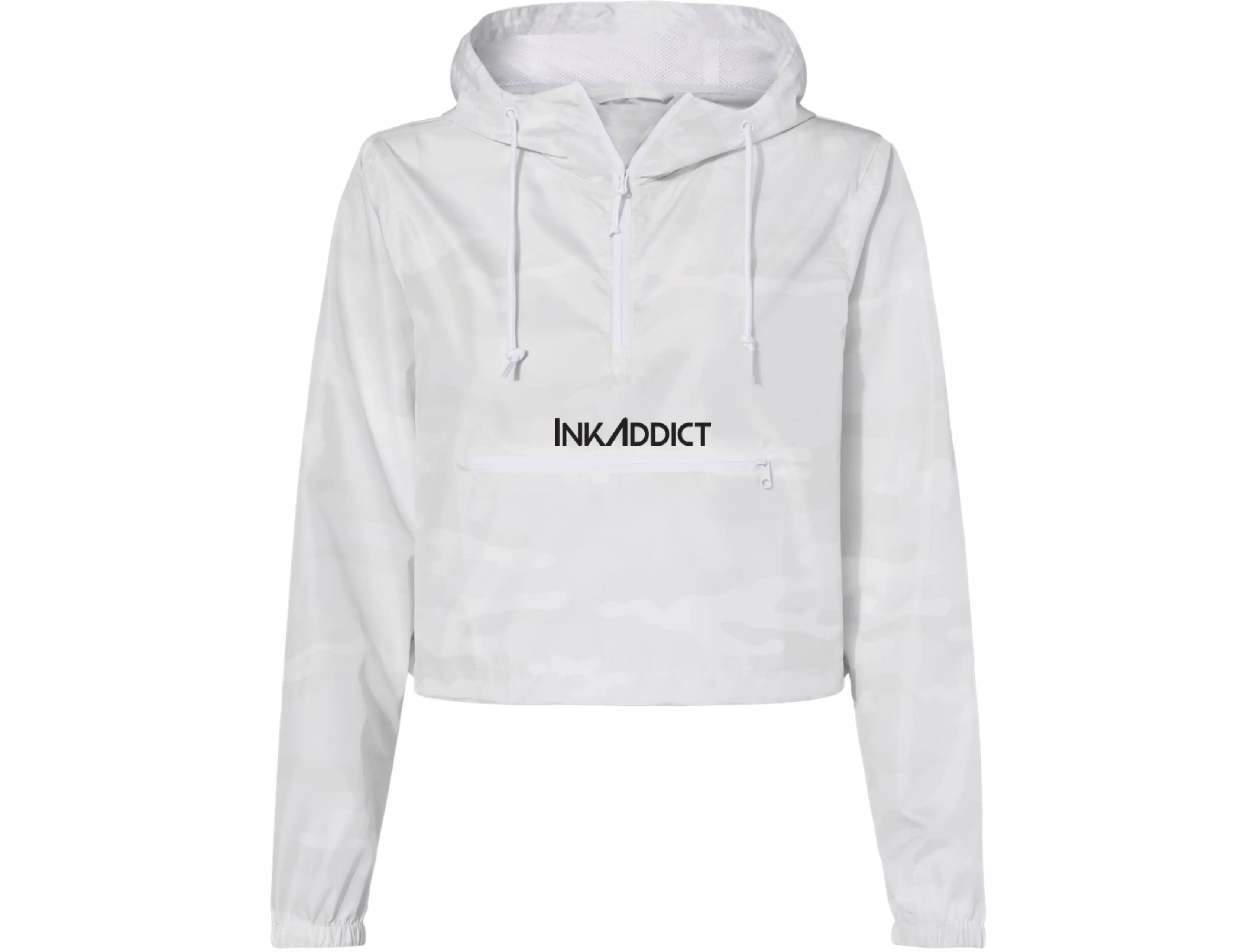 InkAddict White Camo Cropped Women's Windbreaker