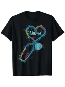 100% Unisex Nurse T-Shirt Regular Fit, Vibrant Medical Design, S-XXXL, All-Season Casual Wear for Nursing Professionals, Gift, Fashionable, Unisex, Vintage, Soft, Breathable, Casual - Crew Neck, Regular Fit - Machine Washable
