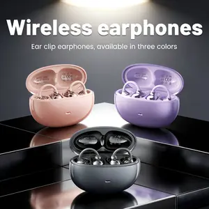 SK50 Open Ear Clip Headphones Wireless Earbuds Bluetooth 6.0 Sports Earphones Wireless Charging Case & LED Power Display Waterproof Fitness Headphones for Running