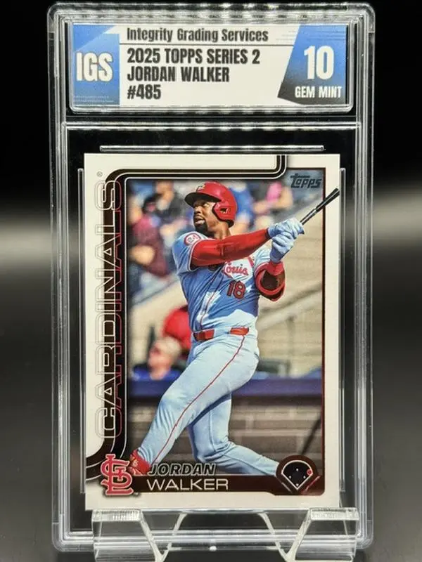 2025 Topps Series 2 baseball card Jordan Walker #485 Graded Gem Mint 10