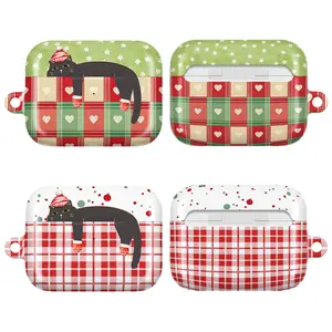 Cozy Christmas Cat AirPods Case – Cute Winter Cat AirPod Case Cover for AirPods 4 3 2 1 & AirPods Pro Gen 3, AirPods 2 | Lazy Sleeping Cat, Festive Black Cat | Winter Vibes, Holiday Gift Idea for Women Men Her Him