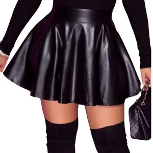 Mid waist flare short skirt