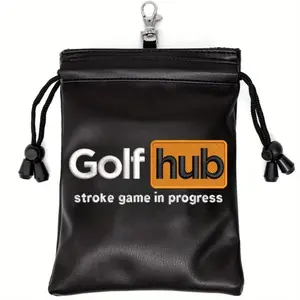 Golf HUB Durable & Waterproof Golf Valuables Pouch with Drawstring Closure, Portable Golf Ball Handbag for Men, Unique Gift Idea for Dads and Golfers