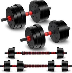 44LB Adjustable Dumbbell Set, 2-in-1 Convertible Barbell, Non-Slip Grip for Home Gym & Full-Body Workouts, Compact for Small Spaces