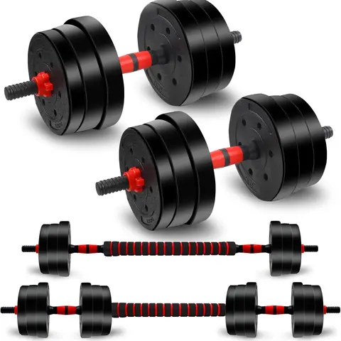5-44lbs Adjustable Weightlifting Set - 2-in-1 Barbell Convertible, Non-Slip Grip, Scratch-Resist Coat, Home Gym Fitness Workout Gear for Small Spaces Upper Body Strength Conditioning