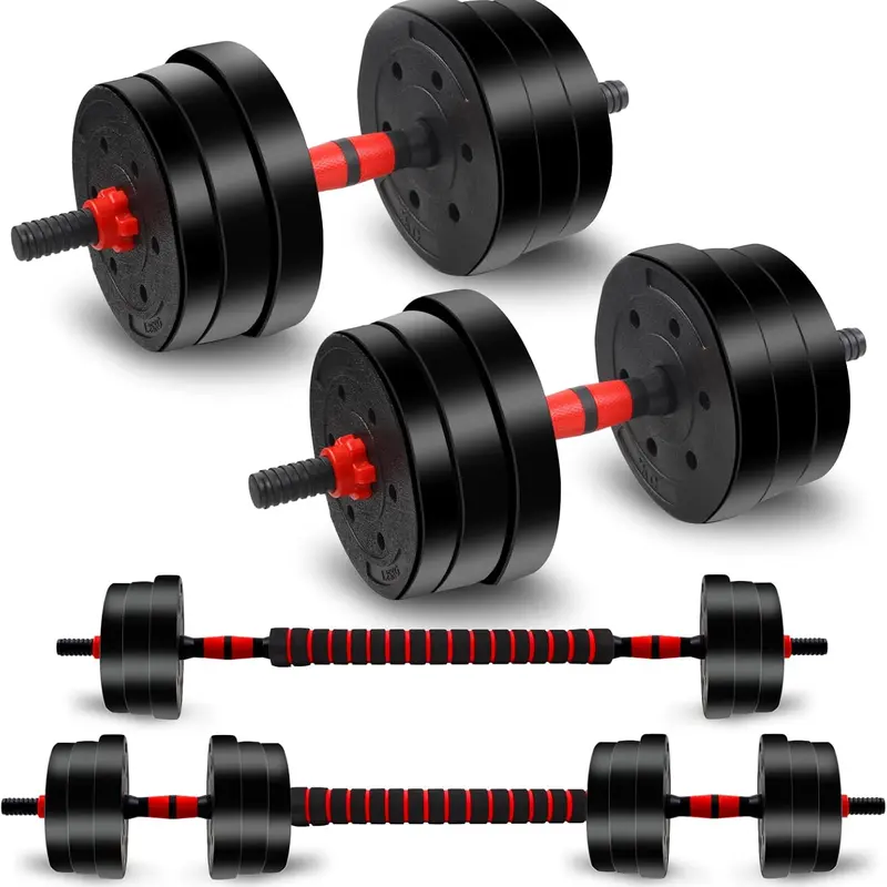 5-44lbs Adjustable Weightlifting Set - 2-in-1 Barbell Convertible, Non-Slip Grip, Scratch-Resist Coat, Home Gym Fitness Workout Gear for Small Spaces Upper Body Strength Conditioning