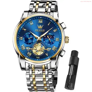 Fashion Brand OLEVS Mens Watches Waterproof Stainless Steel Adjustable Bracelet Watch Quartz Analog Watch for Men Fashion Business Classic Mens's Wrist watch's Casual Watches Gold/Blue/Black/White/Face/Dial