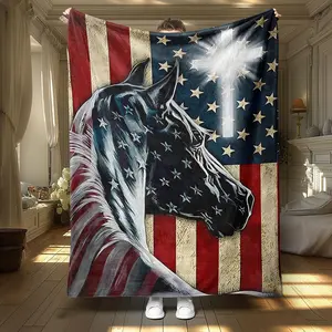 American Flag Pattern Blanket, Soft Throw Blanket, Air-Conditioned Room Blanket, Warm Nap Blanket For Home Office Travel Camping