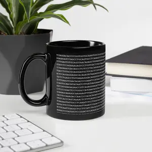 Black DNA Sequence Mug – Minimalist Science Coffee Cup for Biologists, Students & Lab Lovers