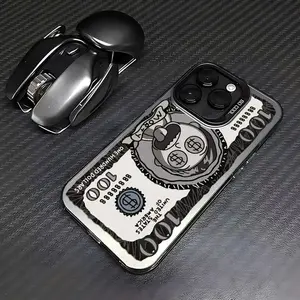Cartoon Hundred Dollar Bill Pattern Laser Vitality Phone Case, Compatible with Apple iPhone Iphone17 16 15 14 13 12 11 PRO MAX PLUS, AIR and XR XS MAX 7 8Plus 16E SE, Birthday/Valentine's Day/Girlfriend Boyfriend Gift/Holiday Gift