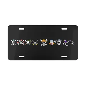 Black Pirate King Anime Metal License Plate Frame - Sleek Minimalist Car Decor