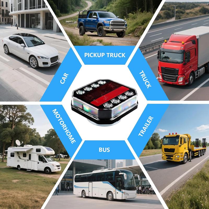 Dazone Upgraded Wireless LED Trailer Lights Rechargeable IP65 Waterproof Magnetic Tail Tow Lights Kit for RV Camper Boat Caravan