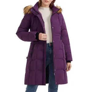 Orolay Women's Puffer Down Coat Winter Warm Jacket with Faux Fur Trim Hood Womenswear Tops