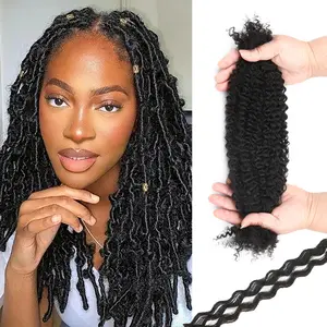 1B 24inch Afro Kinkys Bulk Human Hair for Dreadlocks Extensions Repair, Twist Braiding Afro Kinky Human Hair for Locs Natural Black Color 18 inches for Micro Locs Extensions 1 Pack 30 Gram