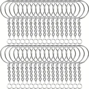 100pcs/set Keychain Production Supplies Kit With 50 Chain Keychains And 50 Jump Rings, Keychain Set Keychain Accessories Loose For Keychain Production DIY Crafts Small Business Supplies, Solid Heavy Chain