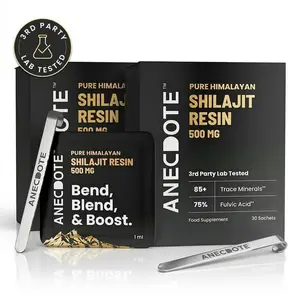 Anecdote Pure Himalayan Shilajit Resin Cards 500mg | Boosts Stamina | Increases Productivity | 75% Fulvic Acid & 85+ Trace Minerals | No Added Sugar | Pack of 2