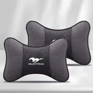 Corduroy Leather Car Headrest Neck Support, Seat Pillow for Ford Mustang, Focus, Mondeo, Fusion, Fiesta, Car Accessories