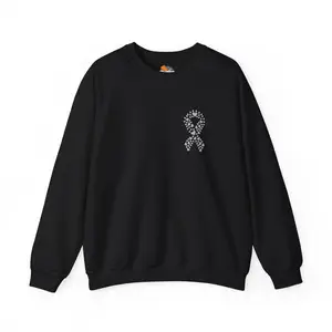 Lung Cancer Awareness Heart Ribbon Crewneck Sweatshirt – Support & Strength Sweater (8 Color Options)