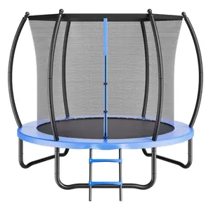 Outdoor Trampoline, 8FT Recreational Trampoline, ASTM Approved Trampolines with Enclosure Net Thickened Pad, Max 265 lbs Weight Capacity, Anti-Rust Backyard Trampolines for Kids Adults