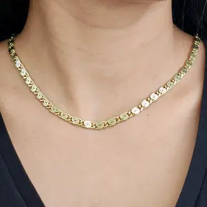 ViOrO 14K Gold Plated Flat Twist Chain for Dairy Use, Electro-Laminated Premium Women's Fashion Jewelry Accessory