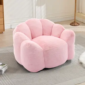 Bean Bag Chair for Adults, Floral Shaped Bean Bag Single Sofa, Ultra Soft Faux Fur Floor Sofa, Oversize Reading Chair for Living Room,Bedroom, Study, Pink