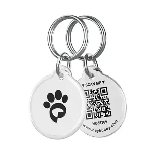 White Tag - HeyBuddy - QR Code Pet Tag - Scannable GPS Coordinates