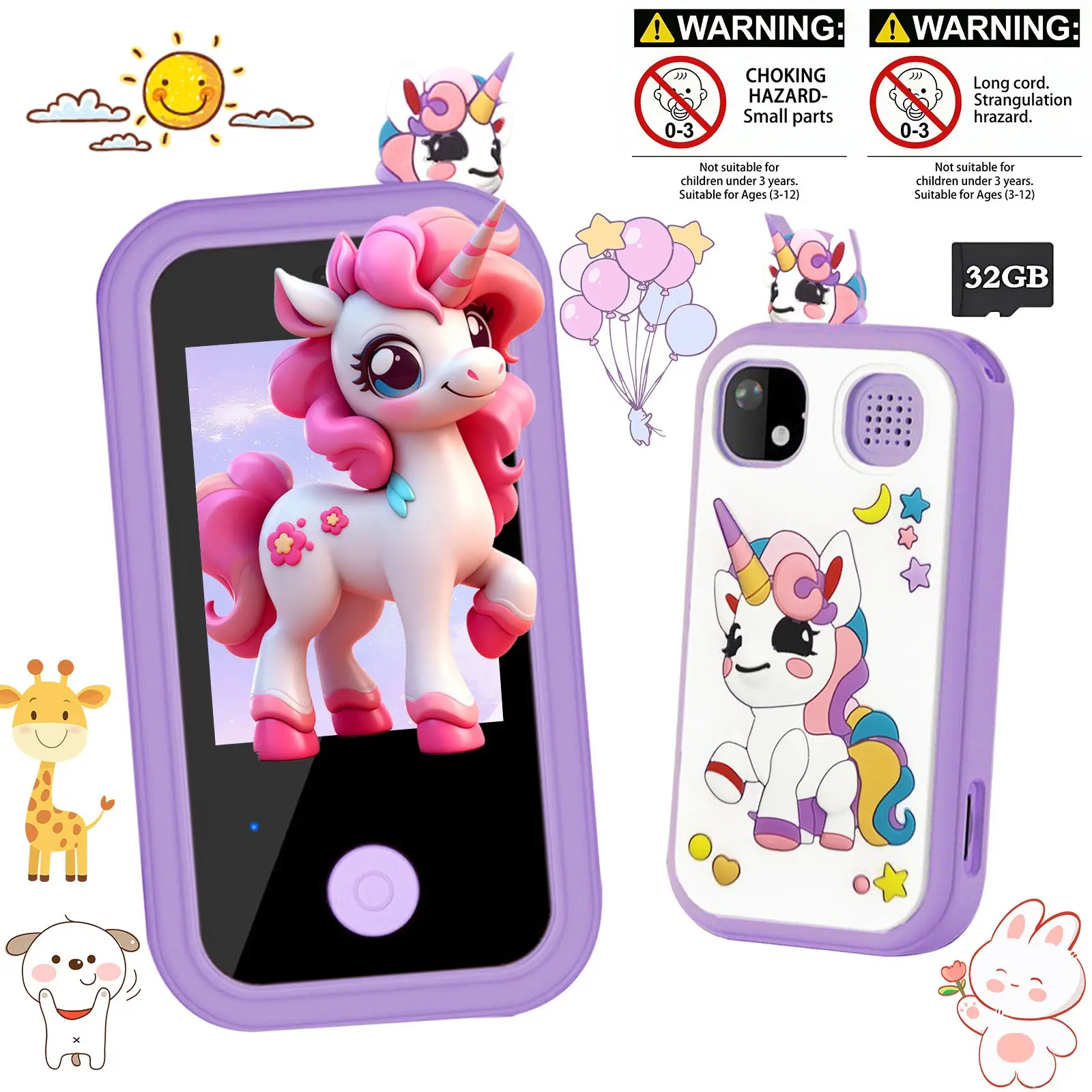 Toddler Learning Phone Toy, 2.4” HD Touchscreen Kids Smart Play Phone with Camera & Video, Long Battery Life, Early Education Toys for Travel, Christmas Birthday Gift for Boys Girls
