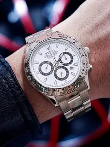 Men's Meteorite Di Series High-End Business Watch, Full Auto Mechanical, Skeleton Design, Stainless Steel Strap, Multifunctional Calendar, Chronograph Watch