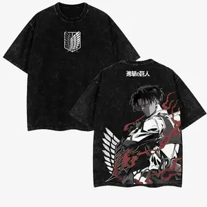 Levi Ackerman Anime Tshirt V Retro Vintage Heavyweight Cotton Tee Attack on Titan Merch Streetwear Menswear Graphic Tee Oversized 4