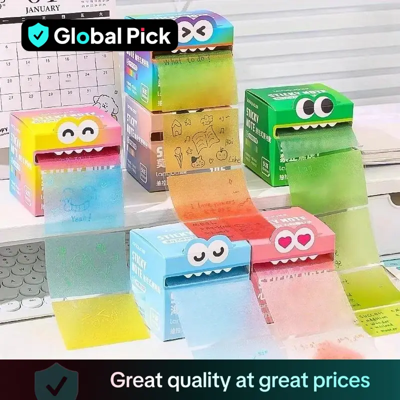 Random Color Pearl Sticky Note, 105pcs/set Clear Sticky Note, Pull Out Sticky Note Pad, Office Stationery & Supplies for School & Office, High Adhesiv