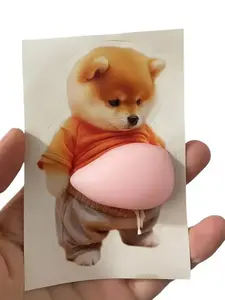 1pc/2pcs 3D Cute Puppy Sticker - Squeezeable Phone Case Decoration, Matte Finish, Irregular Shape, Glitter Embellishment, Single Use, Paper Material, for Mobile Phone Accessories, Mobile Phone Decoration | Playful Design | Durable Sticker