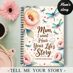 1pc Mom's Story Spiral Notebook, Interactive Notebook, Journal A Mother’s Guided Journal to Share Her Life & Her Love, A Keepsake to Share Her Journey & Memories for My Family, Organizer Planner 5.5X8.3inch