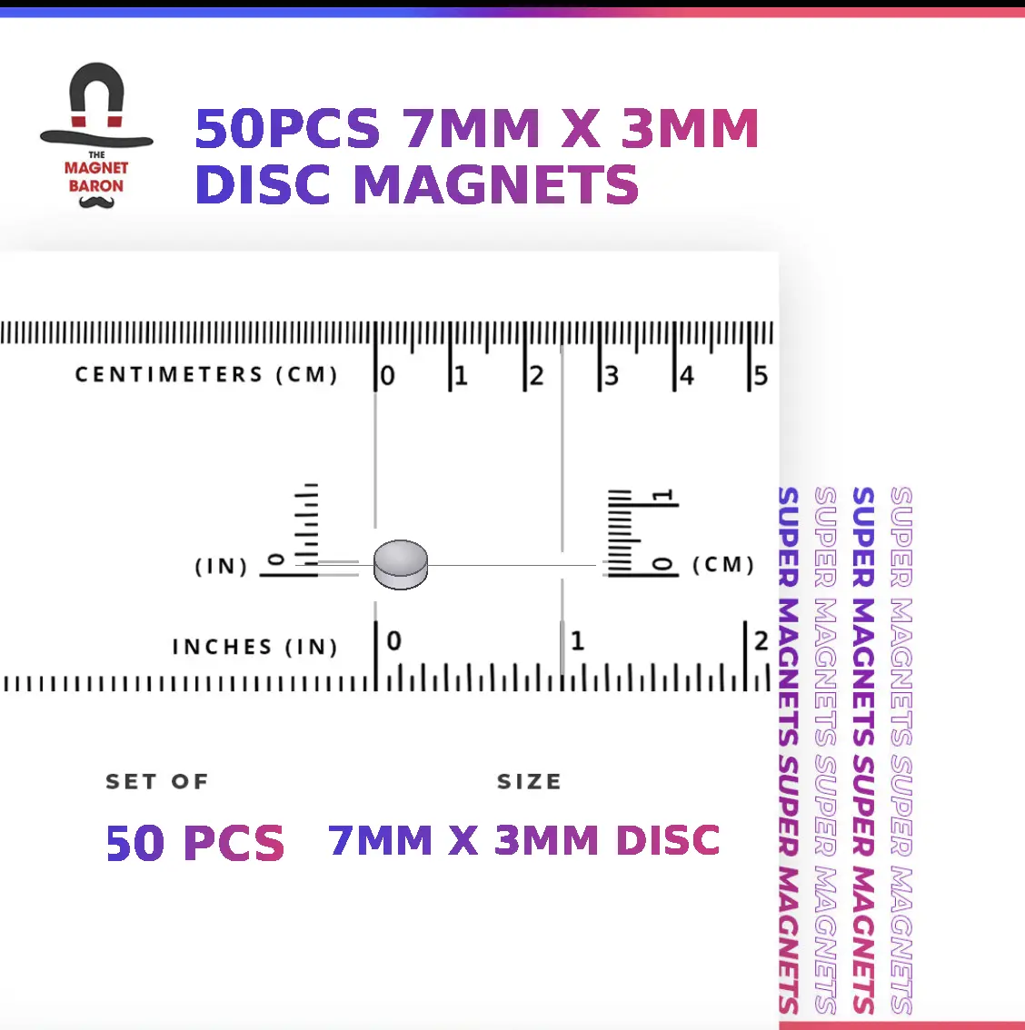 50pcs 7mm x 3mm Disc Magnets