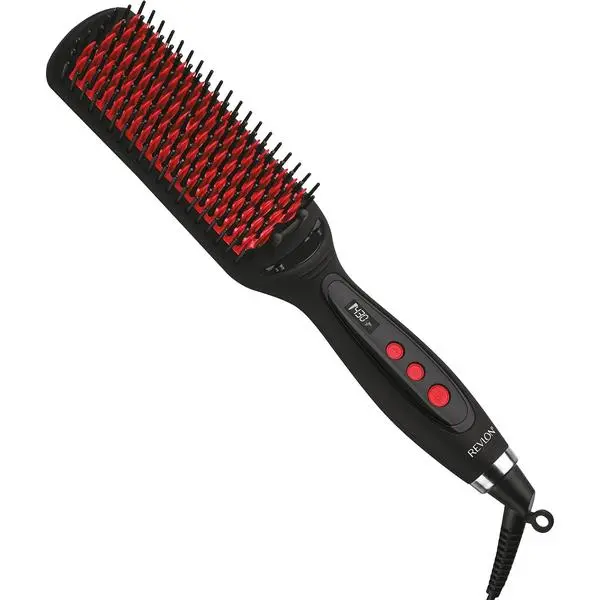 REVLON SmoothStay XL Hair Straightener, Heated Straightening Brush with Coconut Oil Infused Ceramic Plates, Long-Lasting Sleek Results, Reduced Frizz & Static