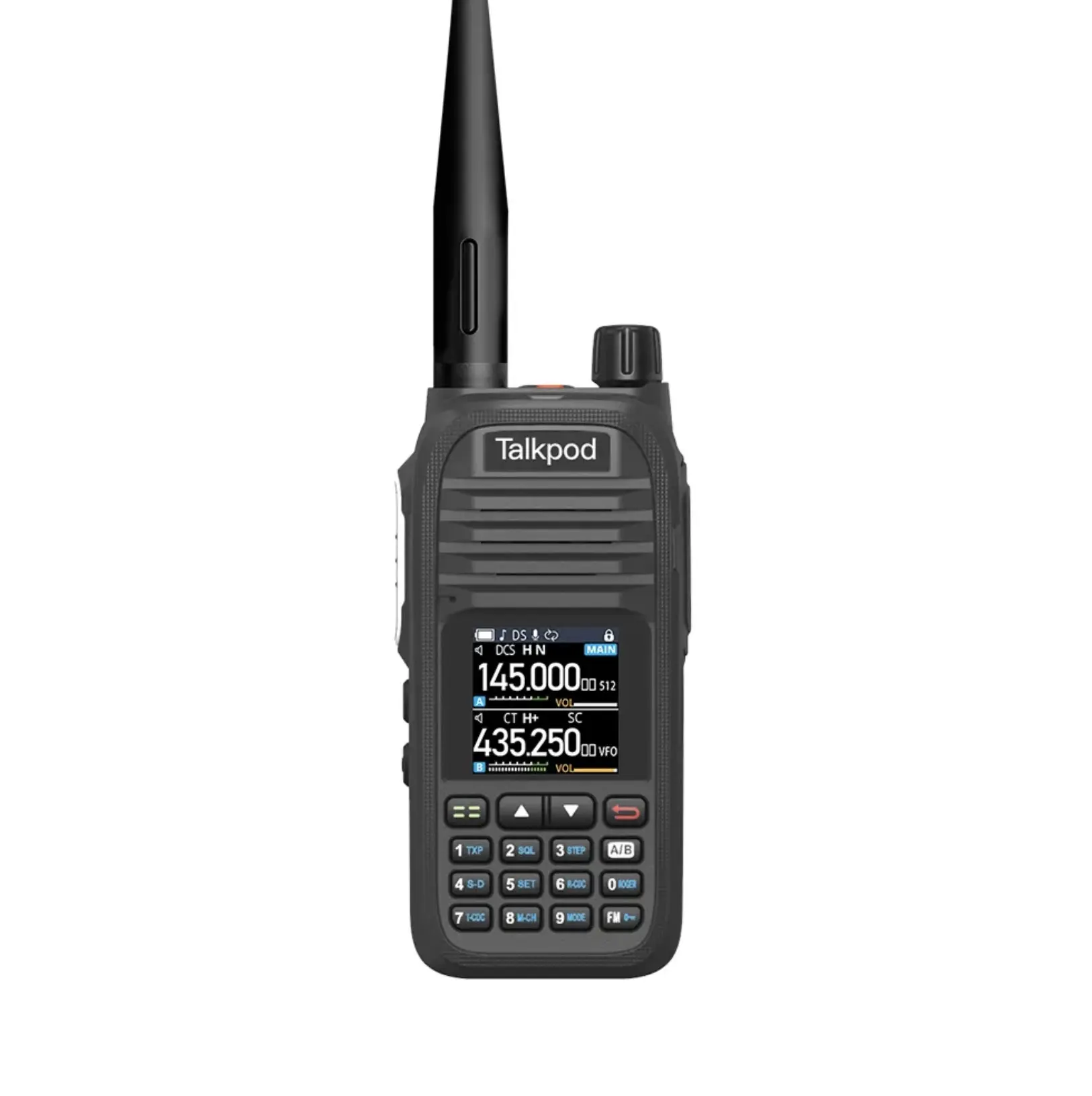 Talkpod A36SE GMRS Amateur Ham Two-Way Radio 512 Channel, 5W, 7-Band Receive With AM AIRBAND VHF UHF (Black) Audio Walkie