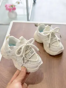Girls' Mesh Breathable Sneakers, Casual Lace-Up Soft Sole Anti-Slip Dad Shoes, Student Leisure Footwear, Casual Trendy Trainers, Spring & Fall