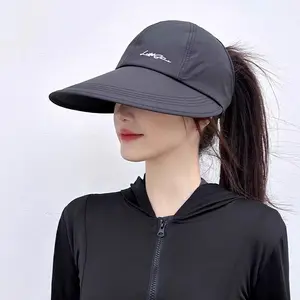2-Pack UPF Sun Protection Baseball Hat for Men and Women - Lightweight, Adjustable Velcro Closure, Wide Brim Outdoor Sports Hat, All-Season Elastic Design (White/Gray/Black)Empty top sun hat for outdoor use, can tie a ponytail. Half air top, large brim
