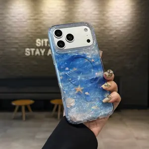 Aesthetic Dreamy Seashell Magnetic Case, Anti-Yellowing Clear Shockproof Cover for iPhone 17 16 15 Pro Max