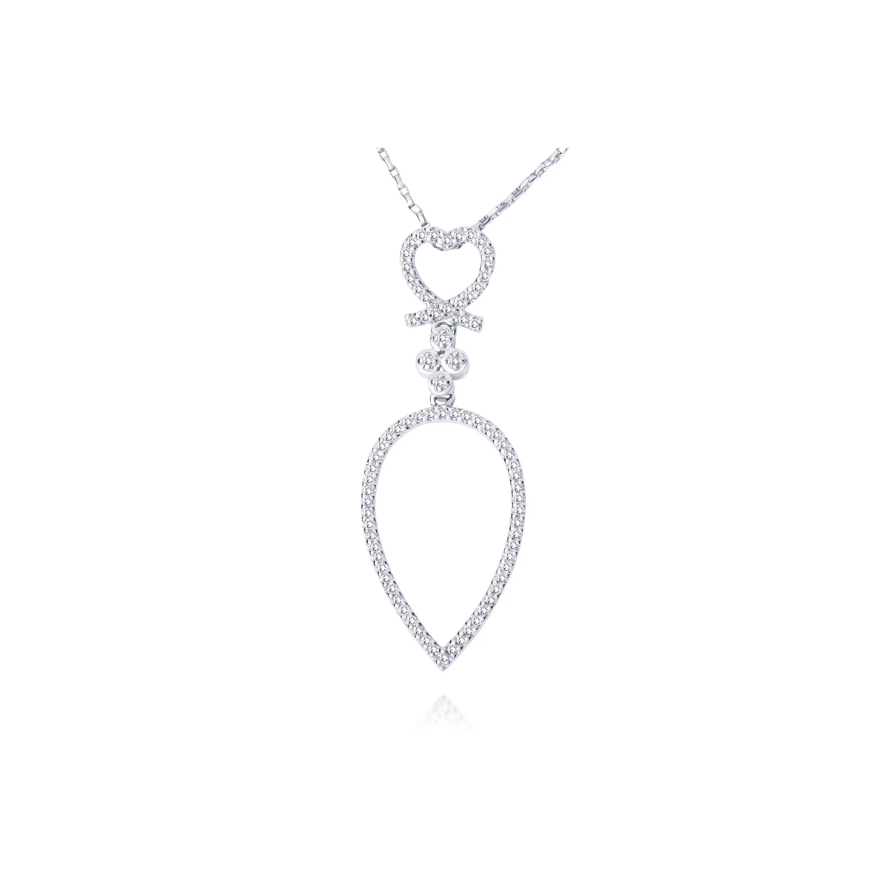 14k White Gold Pear Shaped Diamond Drop Pendant