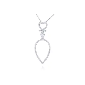 14k White Gold Pear Shaped Diamond Drop Pendant