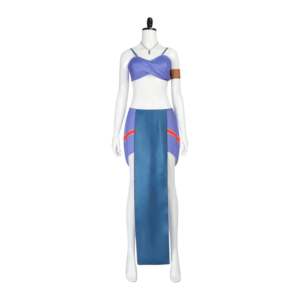Princess Kida Atlantis Cosplay Costume Set Blue Tube Top Skirt Armband Necklace for Comic Con