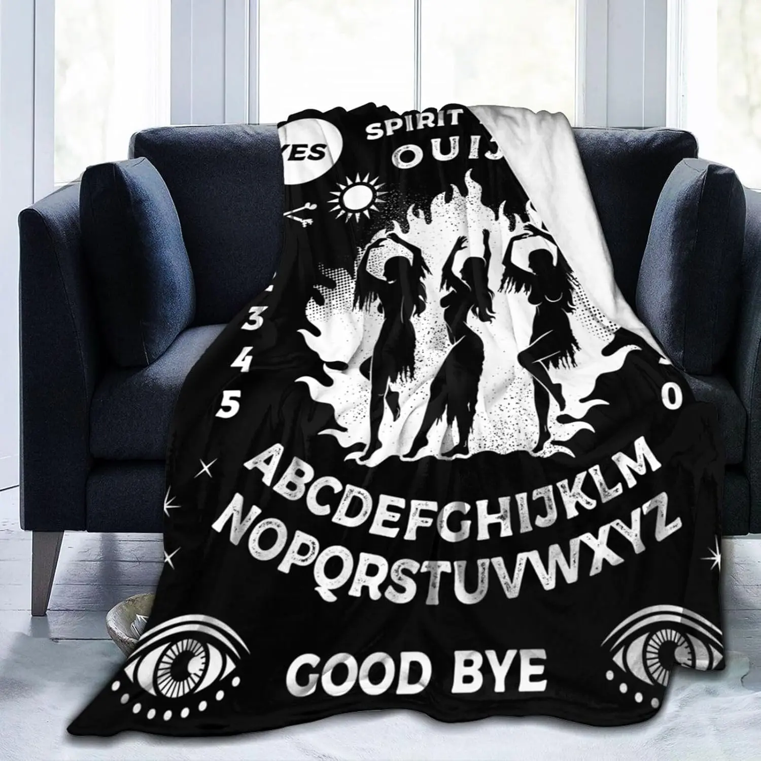 Ouija Board Witch Dancing Flannel Blanket - Soft Lightweight, Cozy Bed Throw, Home Decor Gift for Women, Warm All-Season Use for Sofa Couch Bedroom, Soft Lightweight Blanket, Slogan Print Blanket