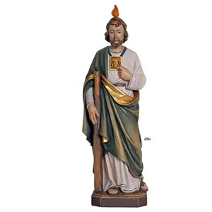 St. Jude Alpine Maple Wood PEMA Statue Hand Painted 9 Inch.