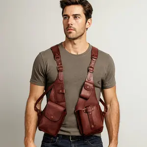Retro PU Leather Crossbody & Shoulder Bag, Unisex Stylish Durable Outdoor Bag for Phone Storage & Gifting, Crossbody Bag