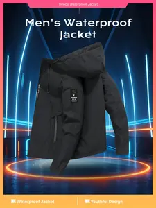 Men's Teenager Simple Casual Workwear Jacket, Hooded Waterproof Thin Coat, Trendy Brand Top, European Size, Outdoor Wear